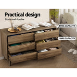Clothing & Wardrobe Storage: Artiss 6 Chest of Drawers - XAVI Walnut