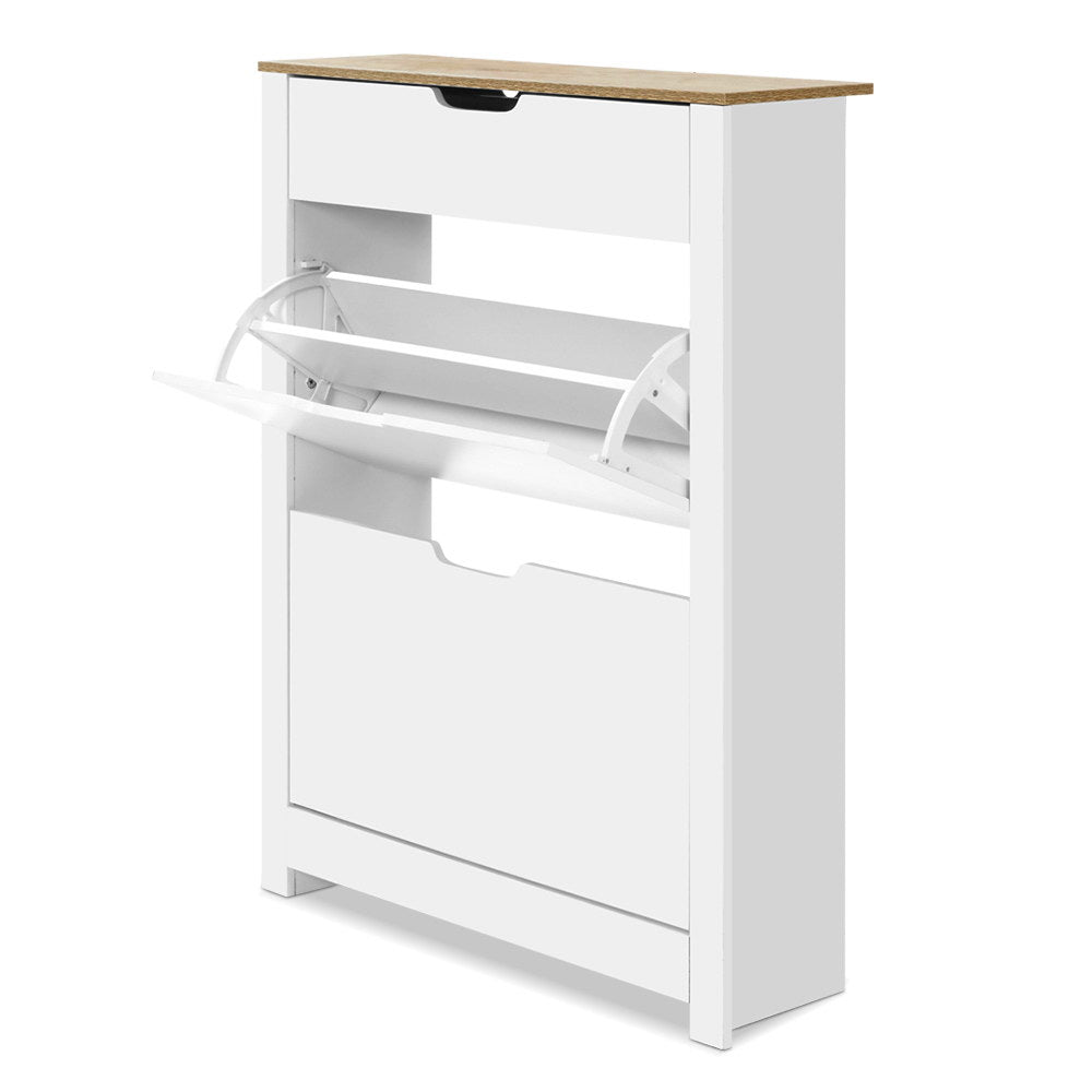 Shoe Storage: Artiss Shoe Rack Cabinet 16 Pairs White Ana
