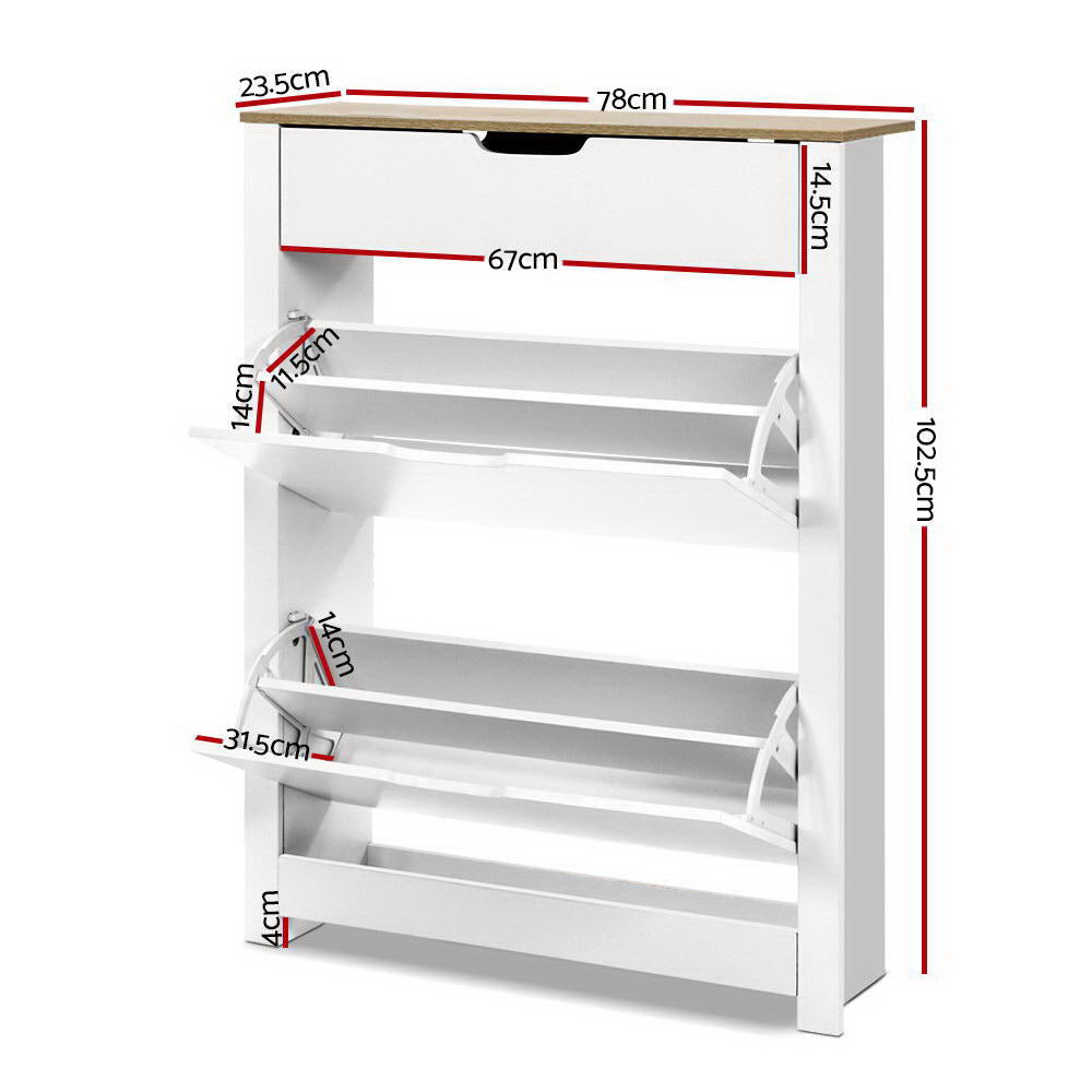 Shoe Storage: Artiss Shoe Rack Cabinet 16 Pairs White Ana