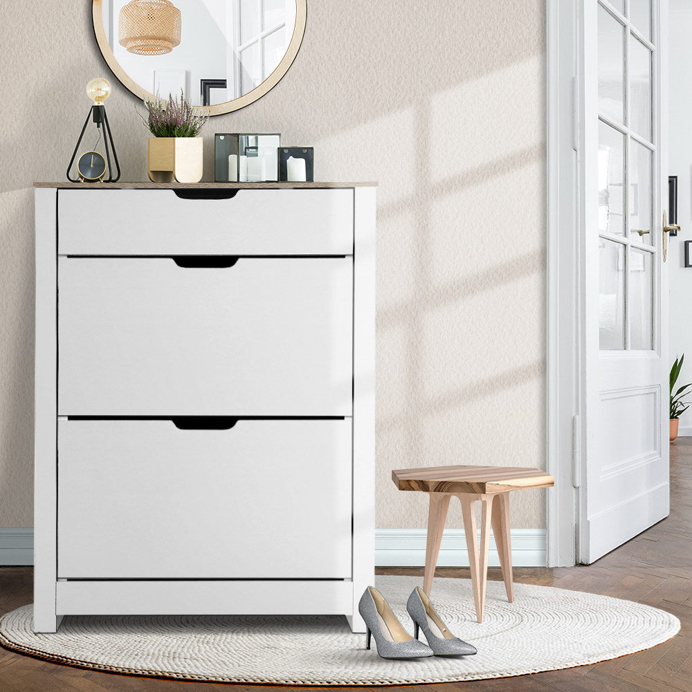 Shoe Storage: Artiss Shoe Rack Cabinet 16 Pairs White Ana