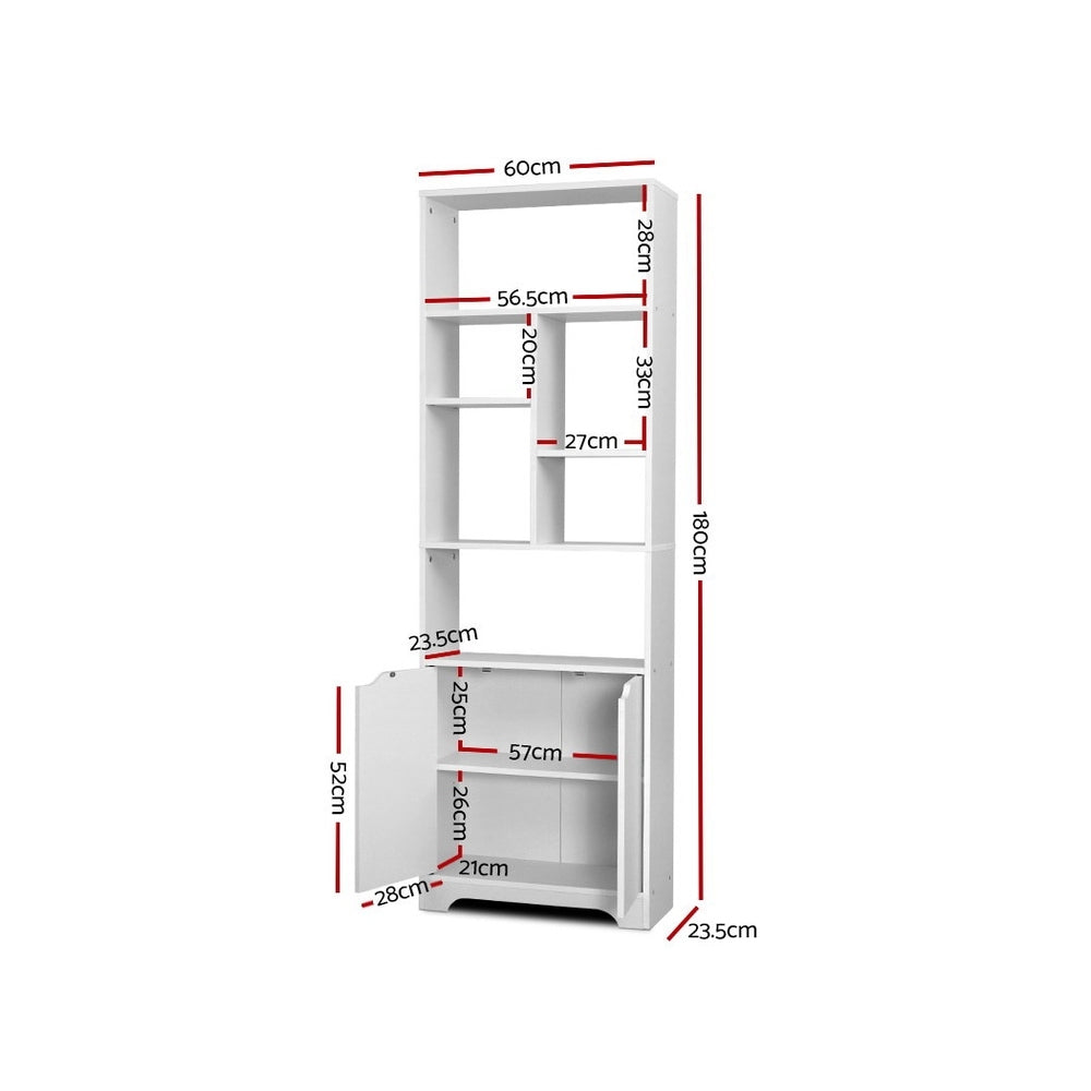 Bookcases & Shelves: Artiss Bookshelf with Cabinet - GINA White