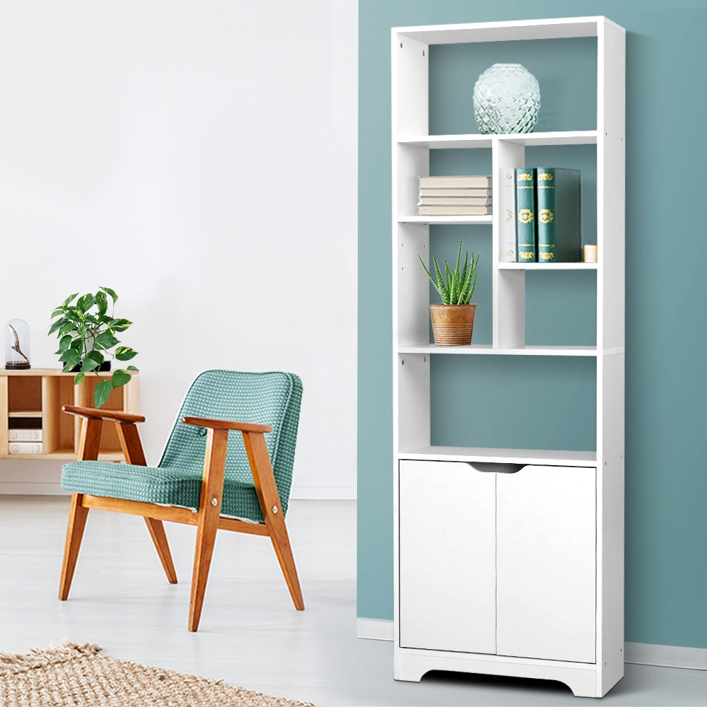 Bookcases & Shelves: Artiss Bookshelf with Cabinet - GINA White