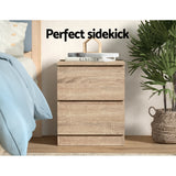 Artiss 2x Bedside Table 2 Drawers - PEPE Oak