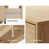 Dressers: Artiss 4 Chest of Drawers Rattan Tallboy Pine - BRIONY