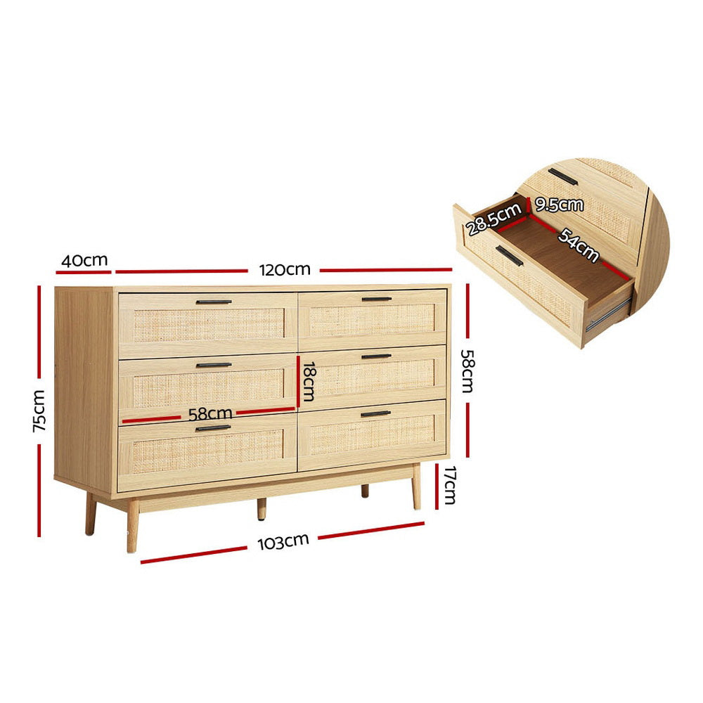 Dressers: Artiss 6 Chest of Drawers - BRIONY Oak