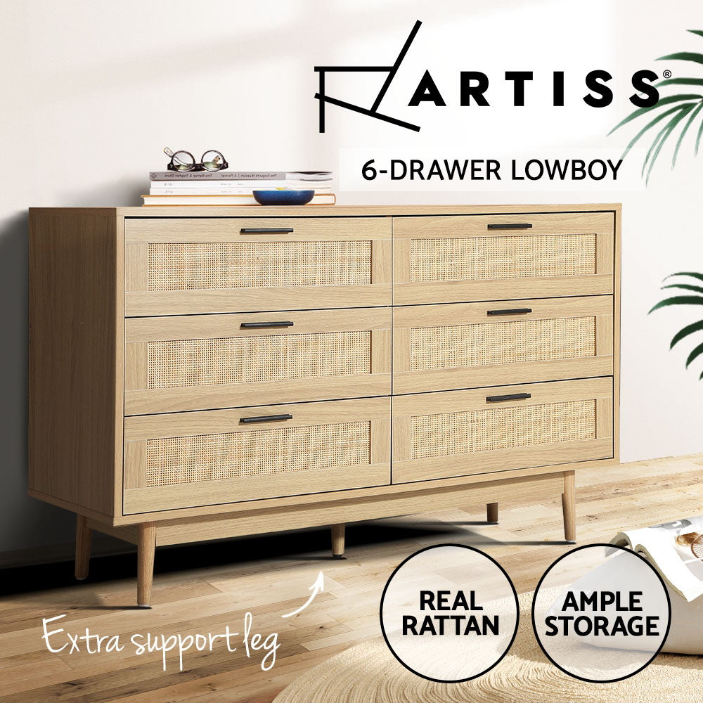 Dressers: Artiss 6 Chest of Drawers - BRIONY Oak