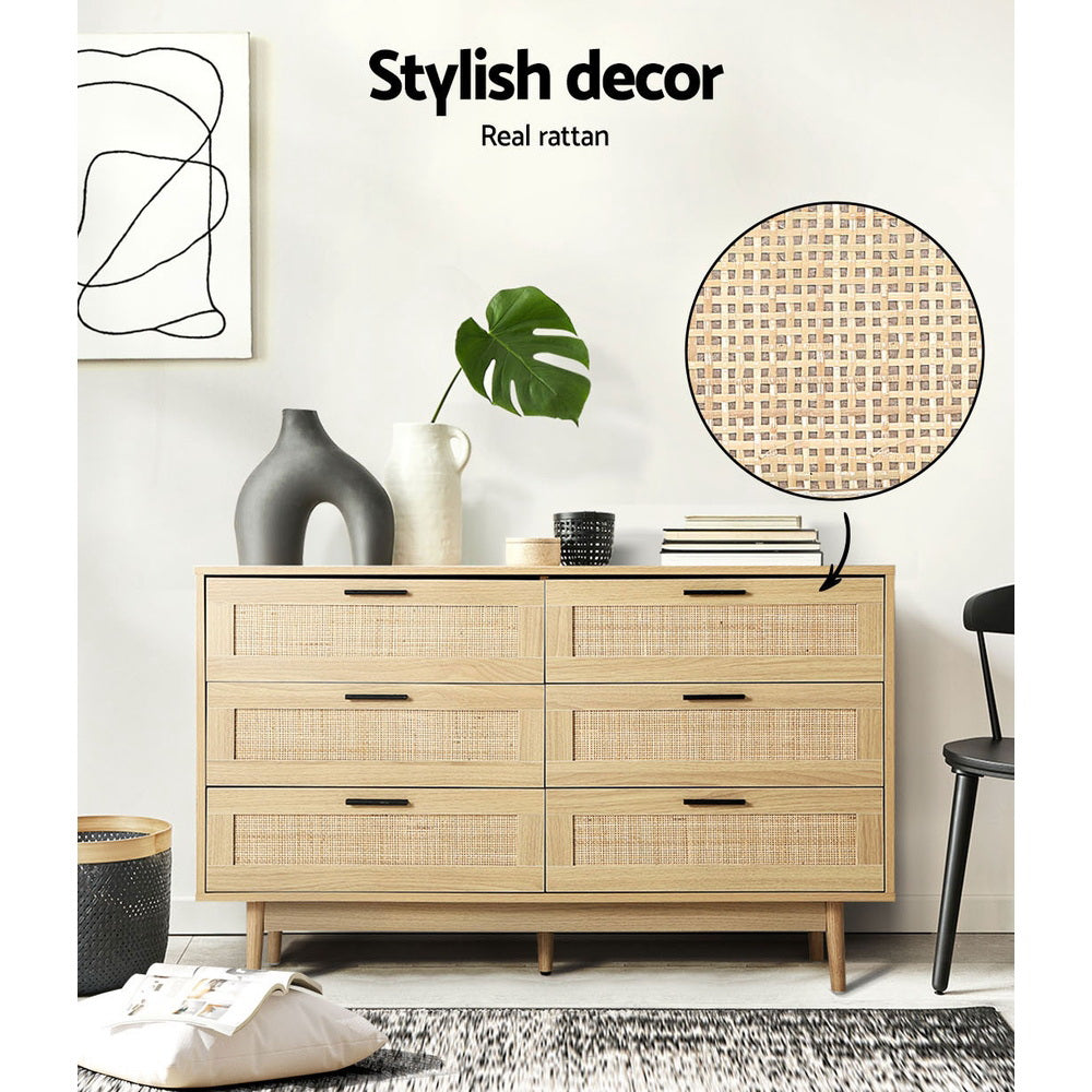Dressers: Artiss 6 Chest of Drawers - BRIONY Oak