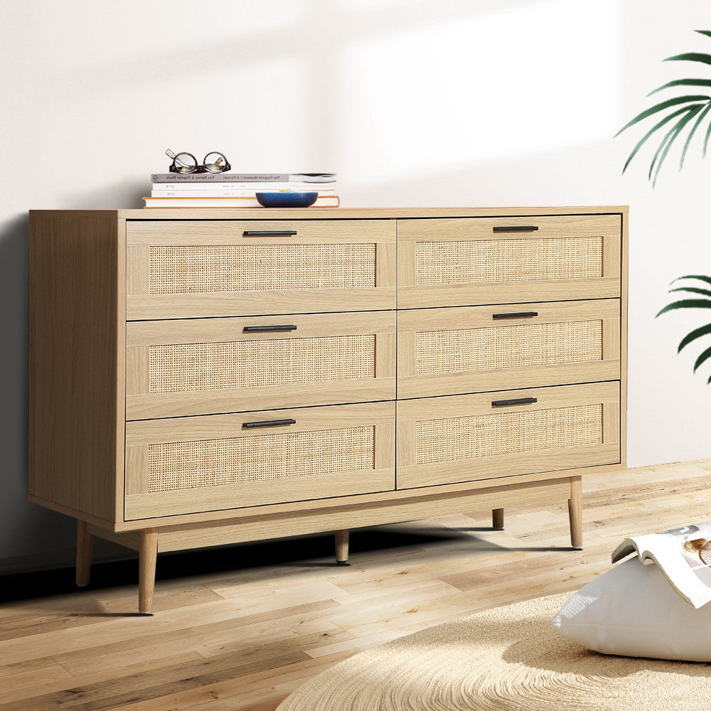 Dressers: Artiss 6 Chest of Drawers - BRIONY Oak
