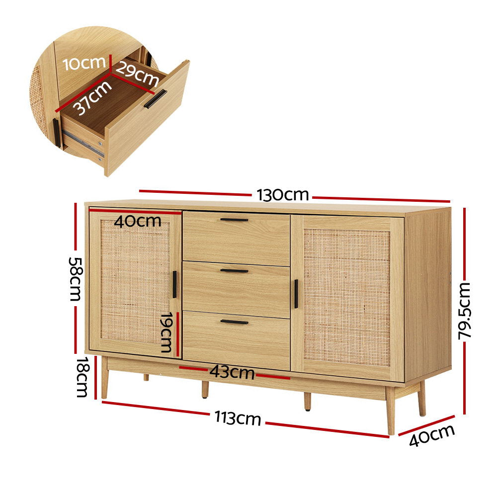 Buffets & Sideboards: Artiss Rattan Buffet Sideboard - BRIONY Oak