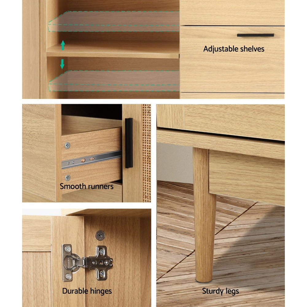 Buffets & Sideboards: Artiss Rattan Buffet Sideboard - BRIONY Oak