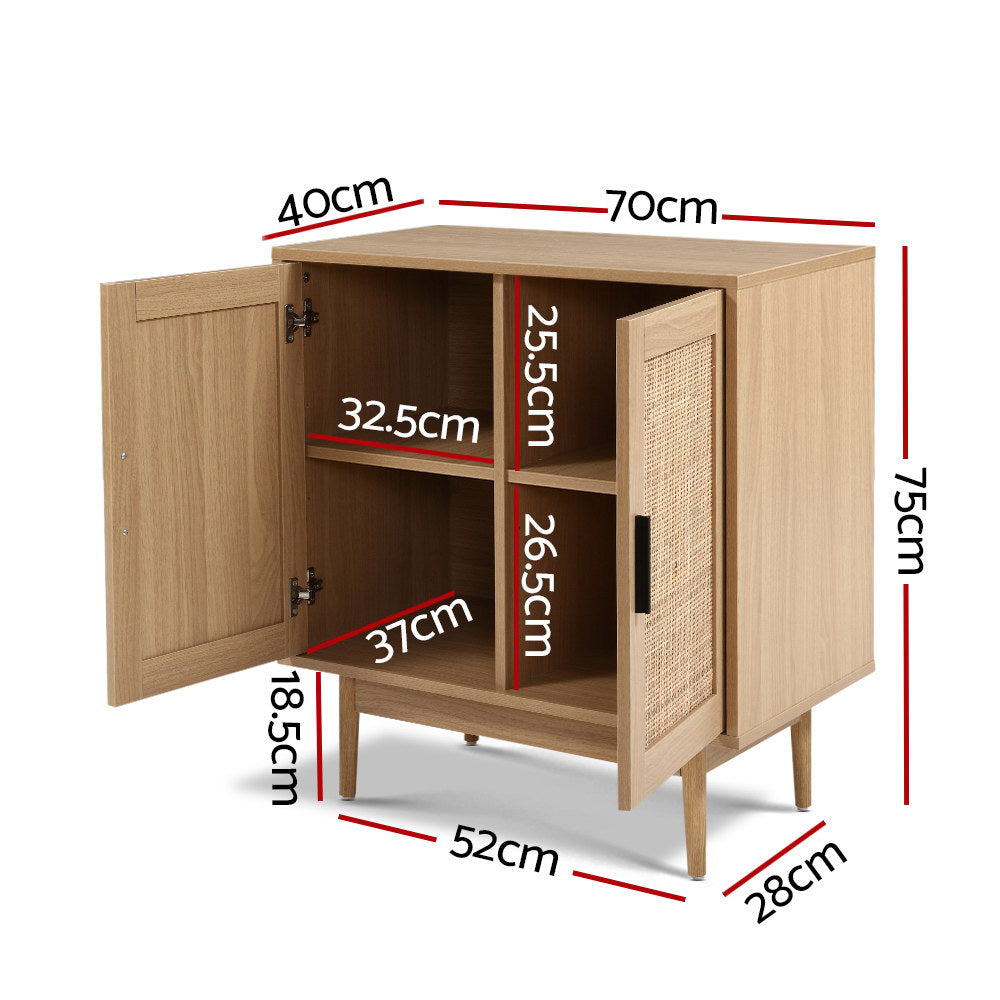 Buffets & Sideboards: Artiss Rattan Buffet Sideboard 2 Doors - BRIONY Oak
