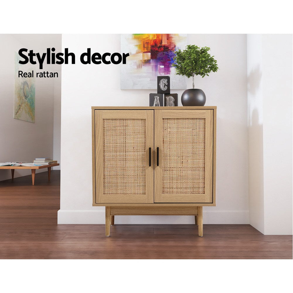 Buffets & Sideboards: Artiss Rattan Buffet Sideboard 2 Doors - BRIONY Oak