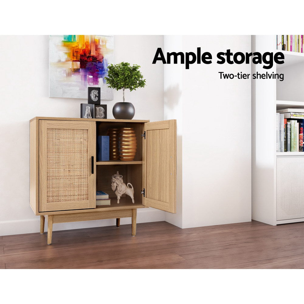 Buffets & Sideboards: Artiss Rattan Buffet Sideboard 2 Doors - BRIONY Oak