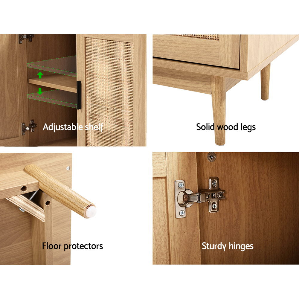 Buffets & Sideboards: Artiss Rattan Buffet Sideboard 2 Doors - BRIONY Oak