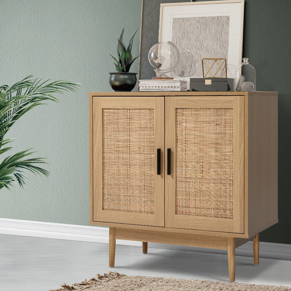 Buffets & Sideboards: Artiss Rattan Buffet Sideboard 2 Doors - BRIONY Oak