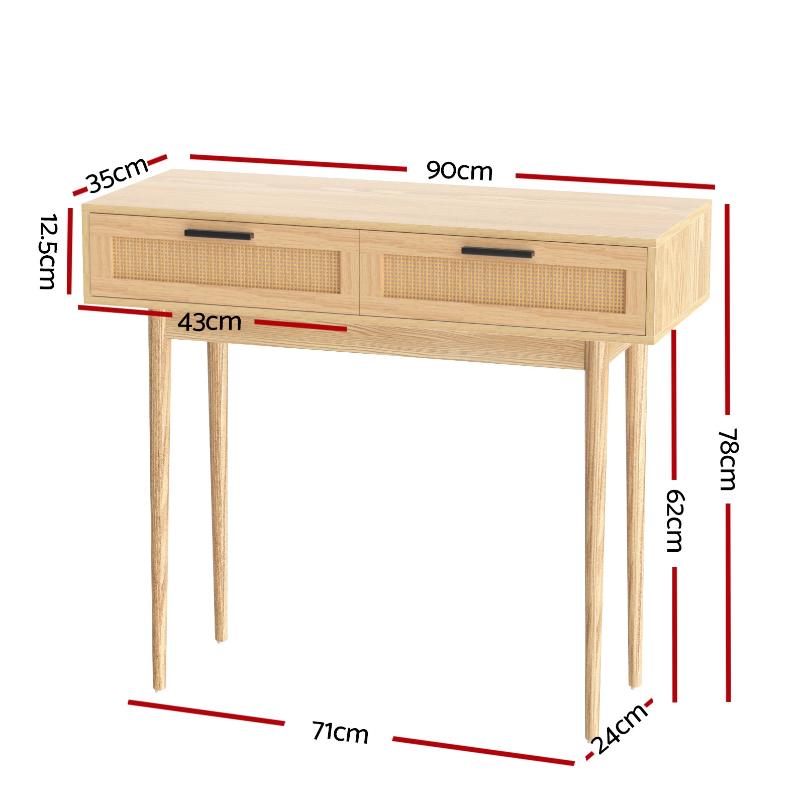 TV Units: Artiss Console Table 2 Rattan Drawers