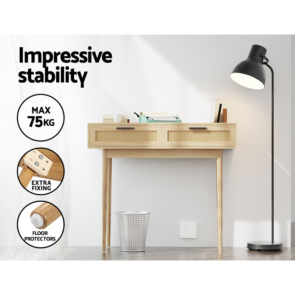 TV Units: Artiss Console Table 2 Rattan Drawers