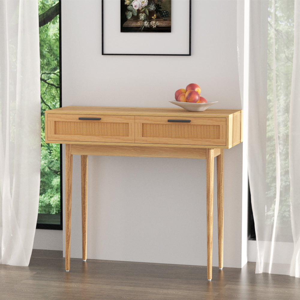 TV Units: Artiss Console Table 2 Rattan Drawers