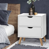 Bedside Tables: Artiss Bedside Table 2 Drawers - BODEN White