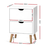 Bedside Tables: Artiss Bedside Table 2 Drawers - BODEN White