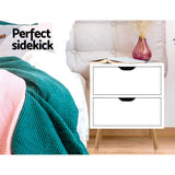 Bedside Tables: Artiss Bedside Table 2 Drawers - BODEN White