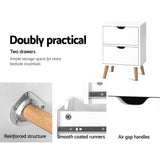 Bedside Tables: Artiss Bedside Table 2 Drawers - BODEN White