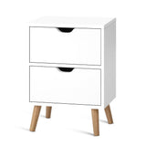 Bedside Tables: Artiss Bedside Table 2 Drawers - BODEN White