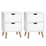 Artiss 2X Bedside Table 2 Drawers - BODEN White