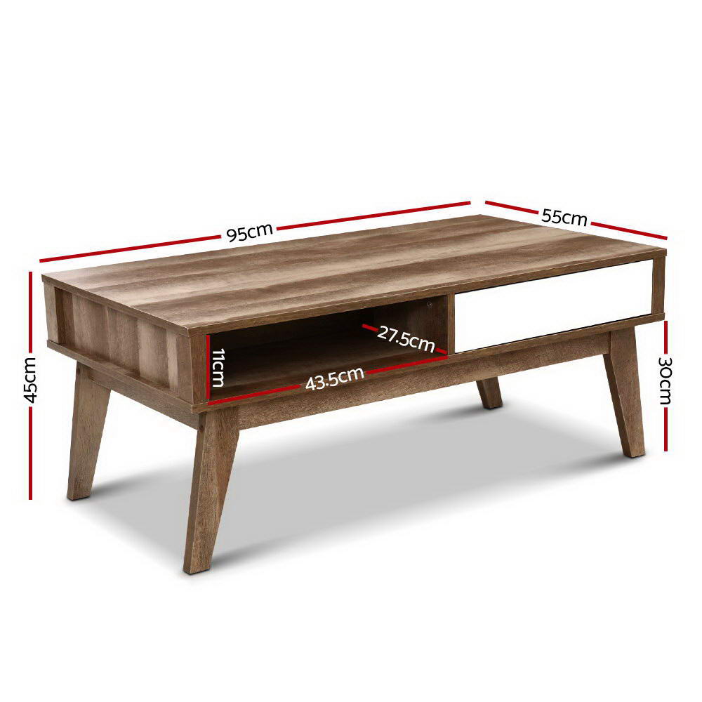 Coffee Tables: Artiss Coffee Table 2 Drawers Walnut Serena