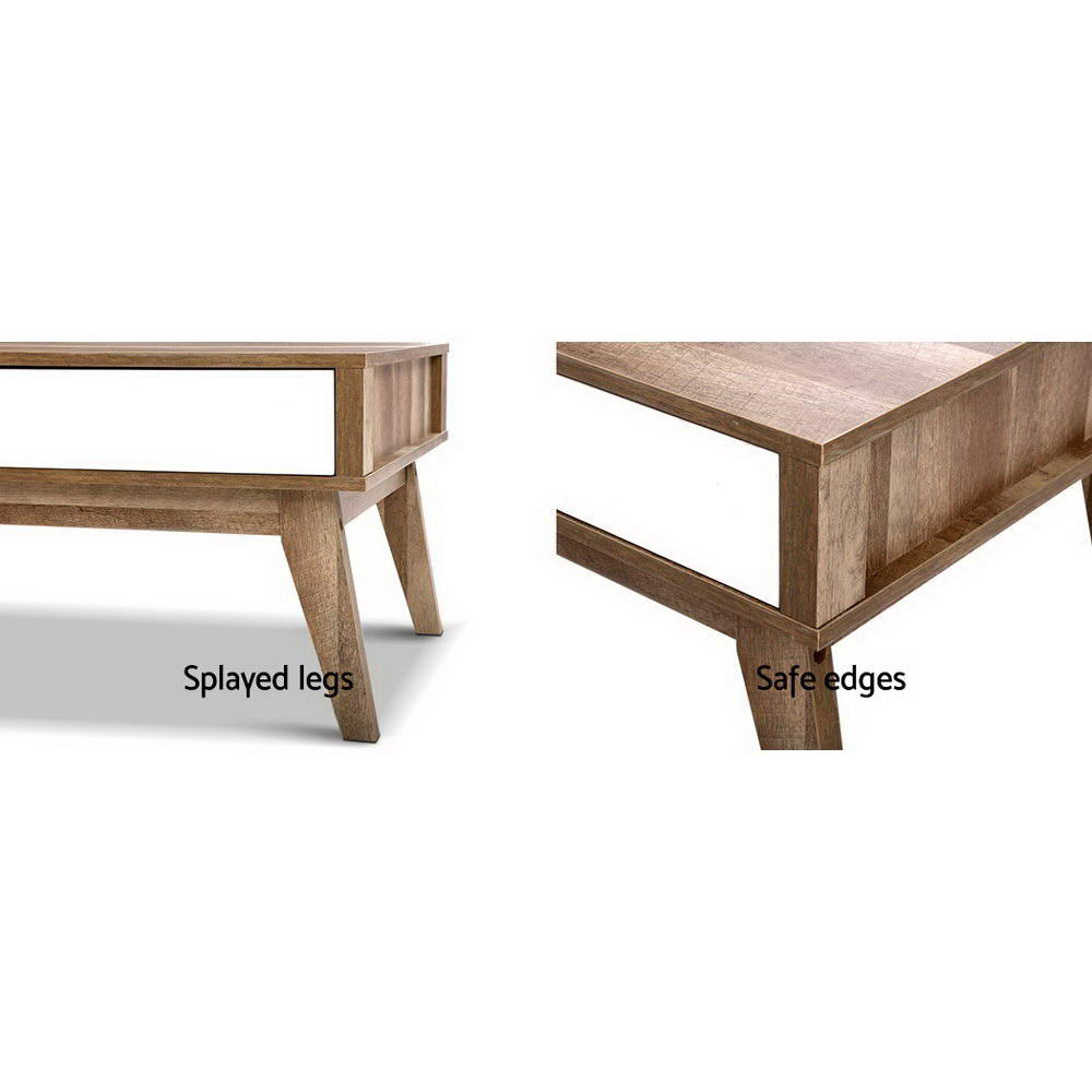 Coffee Tables: Artiss Coffee Table 2 Drawers Walnut Serena
