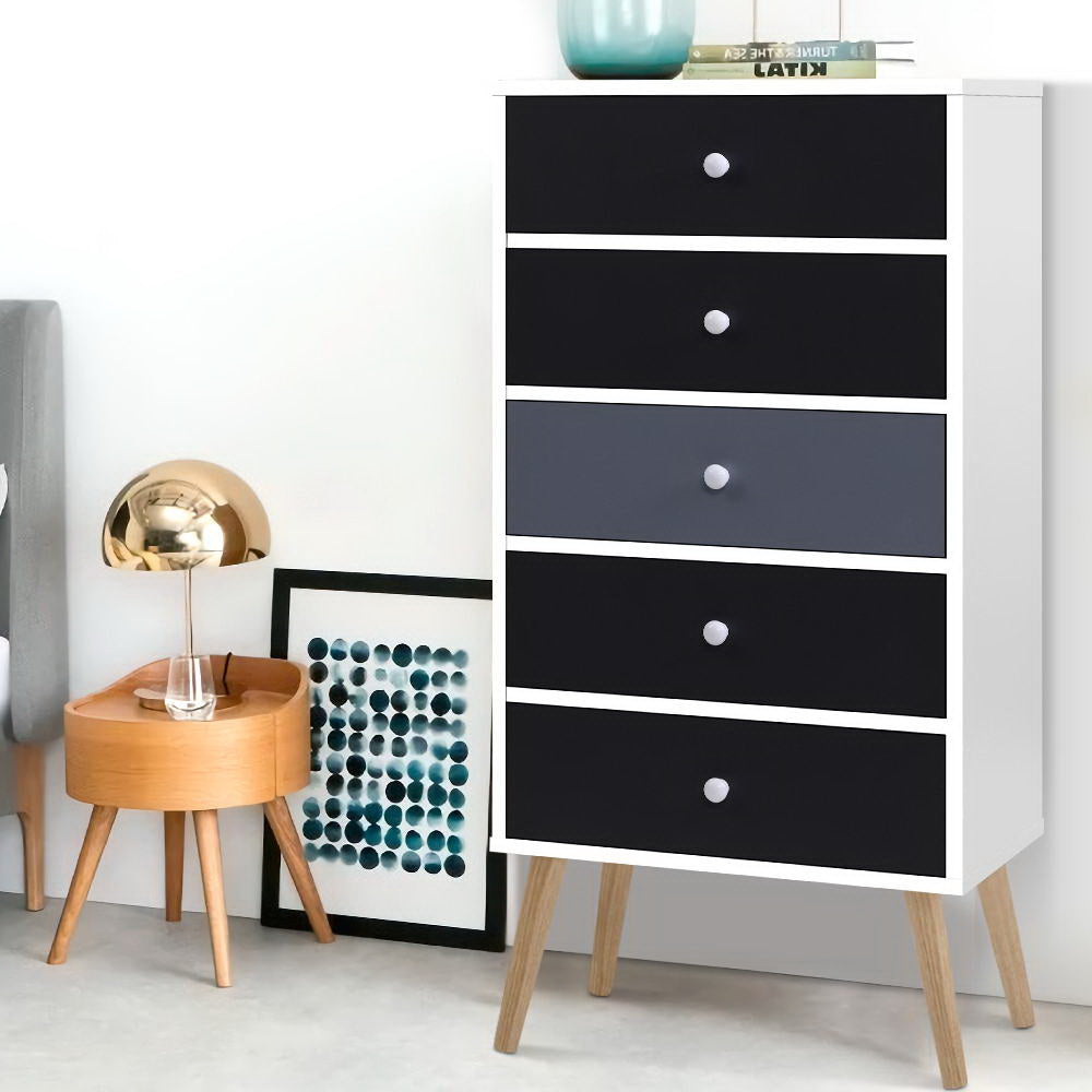 Dressers: Artiss 5 Chest of Drawers - BONDS White
