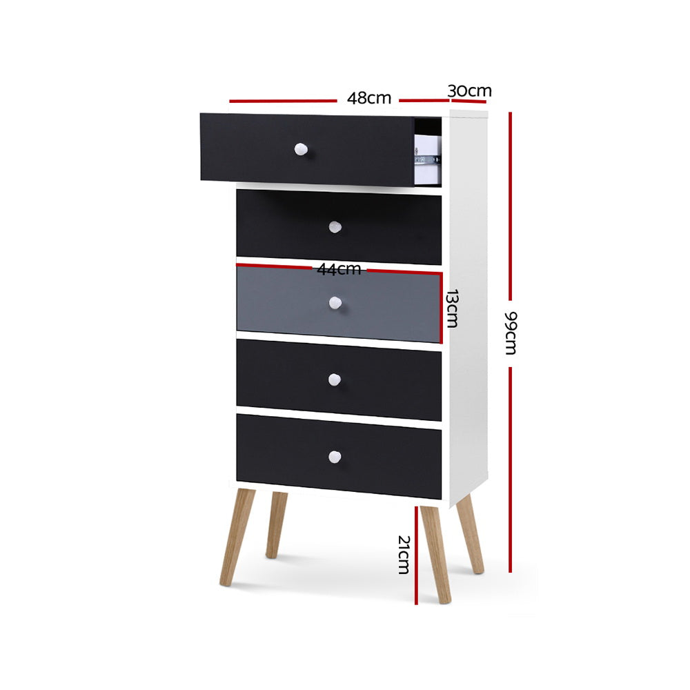 Dressers: Artiss 5 Chest of Drawers - BONDS White