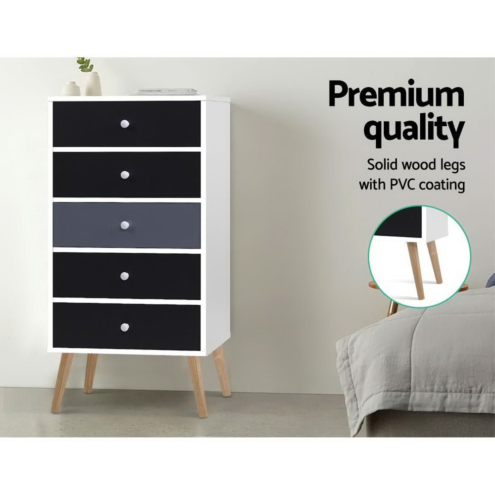 Dressers: Artiss 5 Chest of Drawers - BONDS White
