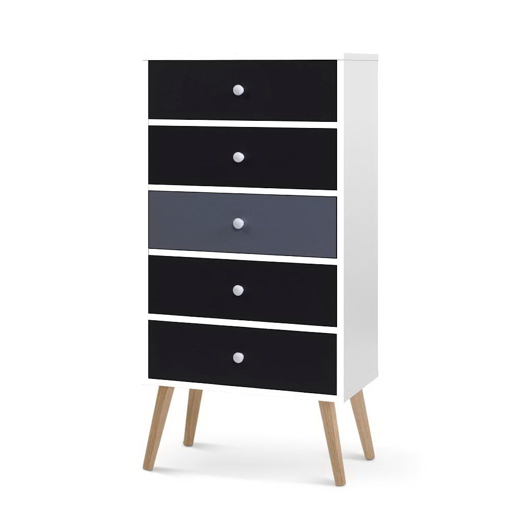 Dressers: Artiss 5 Chest of Drawers - BONDS White