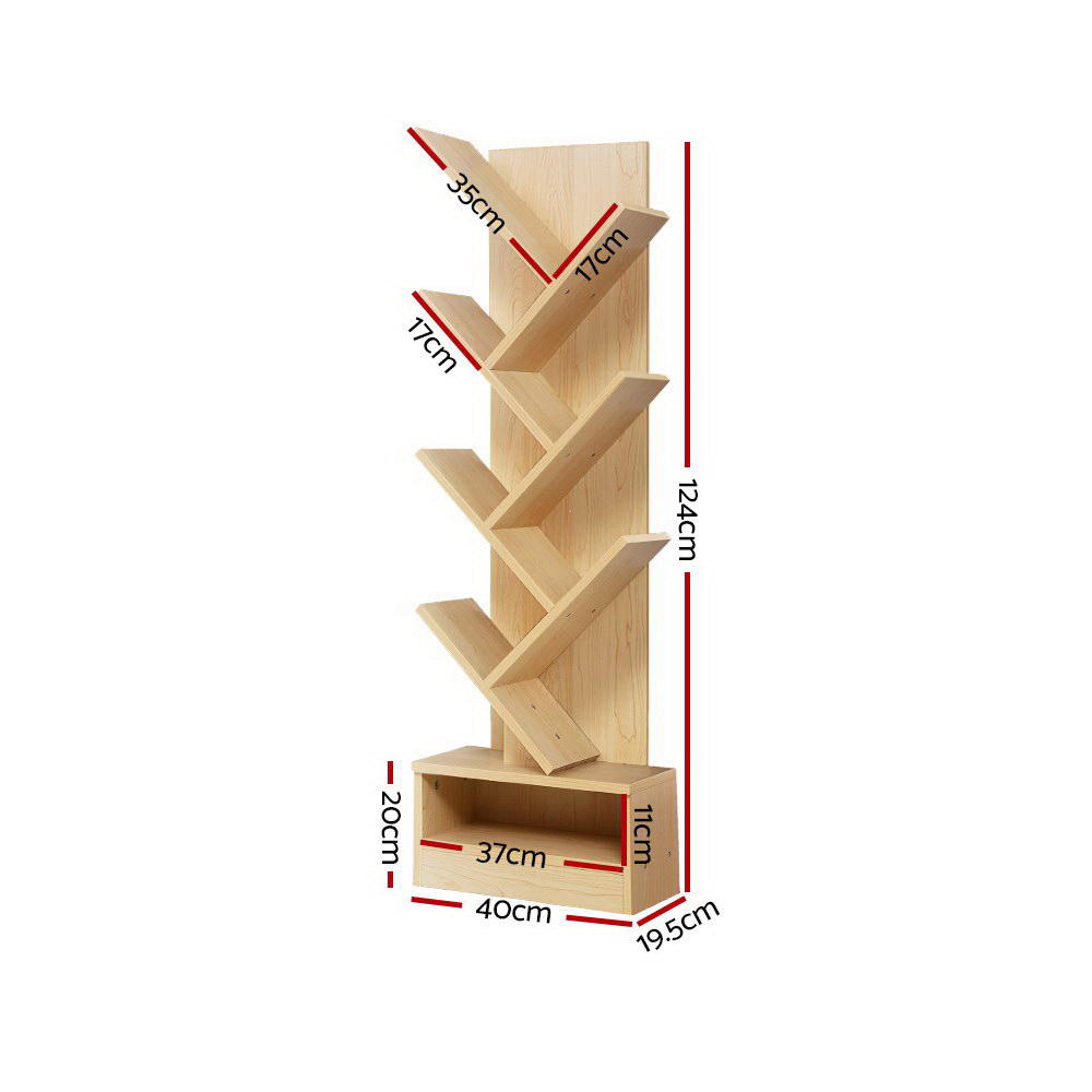 Bookcases & Shelves: Artiss Tree Bookshelf 7 Tiers - ECHO Oak