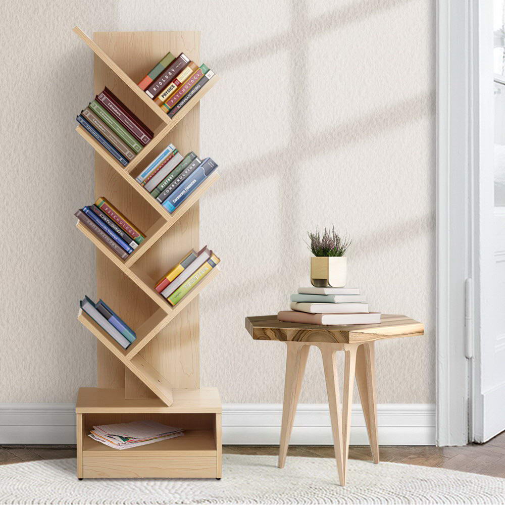 Bookcases & Shelves: Artiss Tree Bookshelf 7 Tiers - ECHO Oak