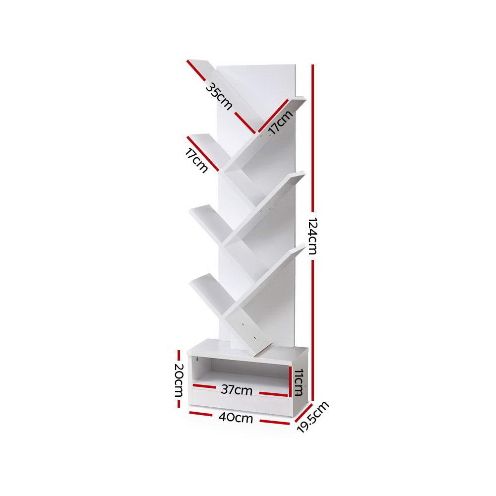 Bookcases & Shelves: Artiss Tree Bookshelf 7 Tiers - ECHO White
