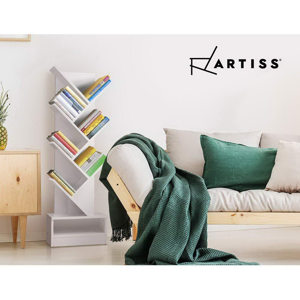 Bookcases & Shelves: Artiss Tree Bookshelf 7 Tiers - ECHO White