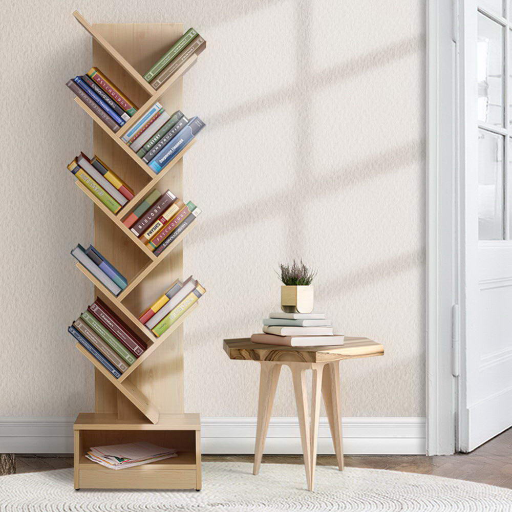 Bookcases & Shelves: Artiss Tree Bookshelf 9 Tiers - ECHO Oak