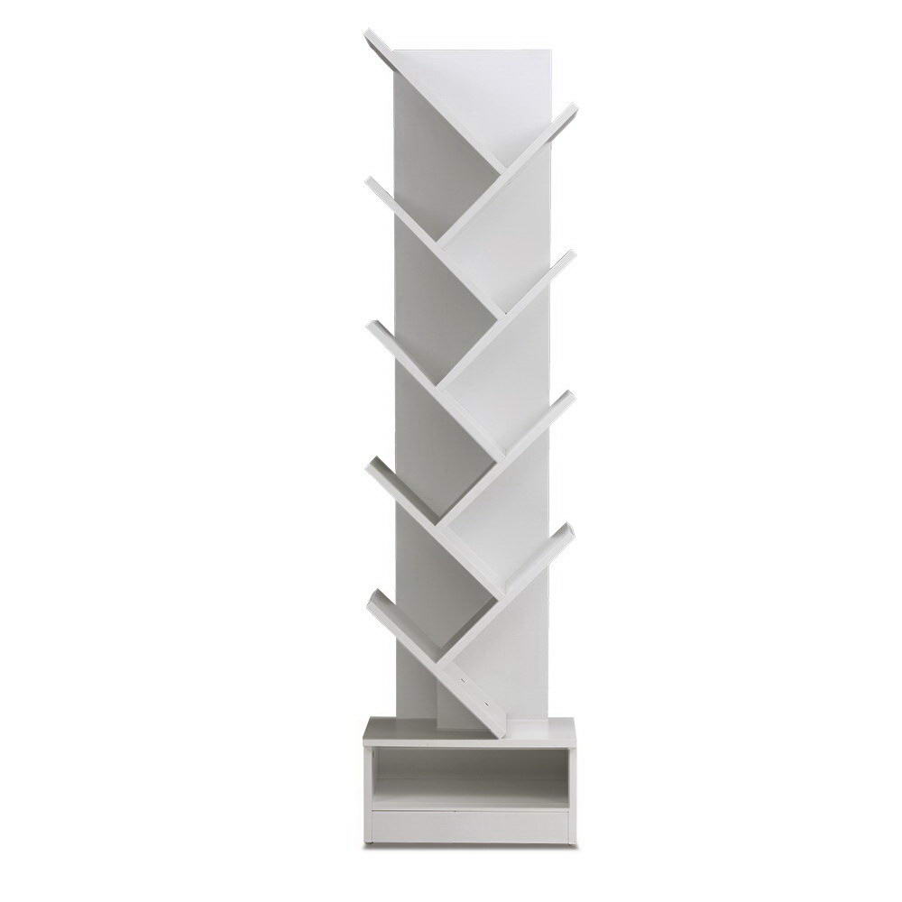 Bookcases & Shelves: Artiss Tree Bookshelf 9 Tiers - ECHO White