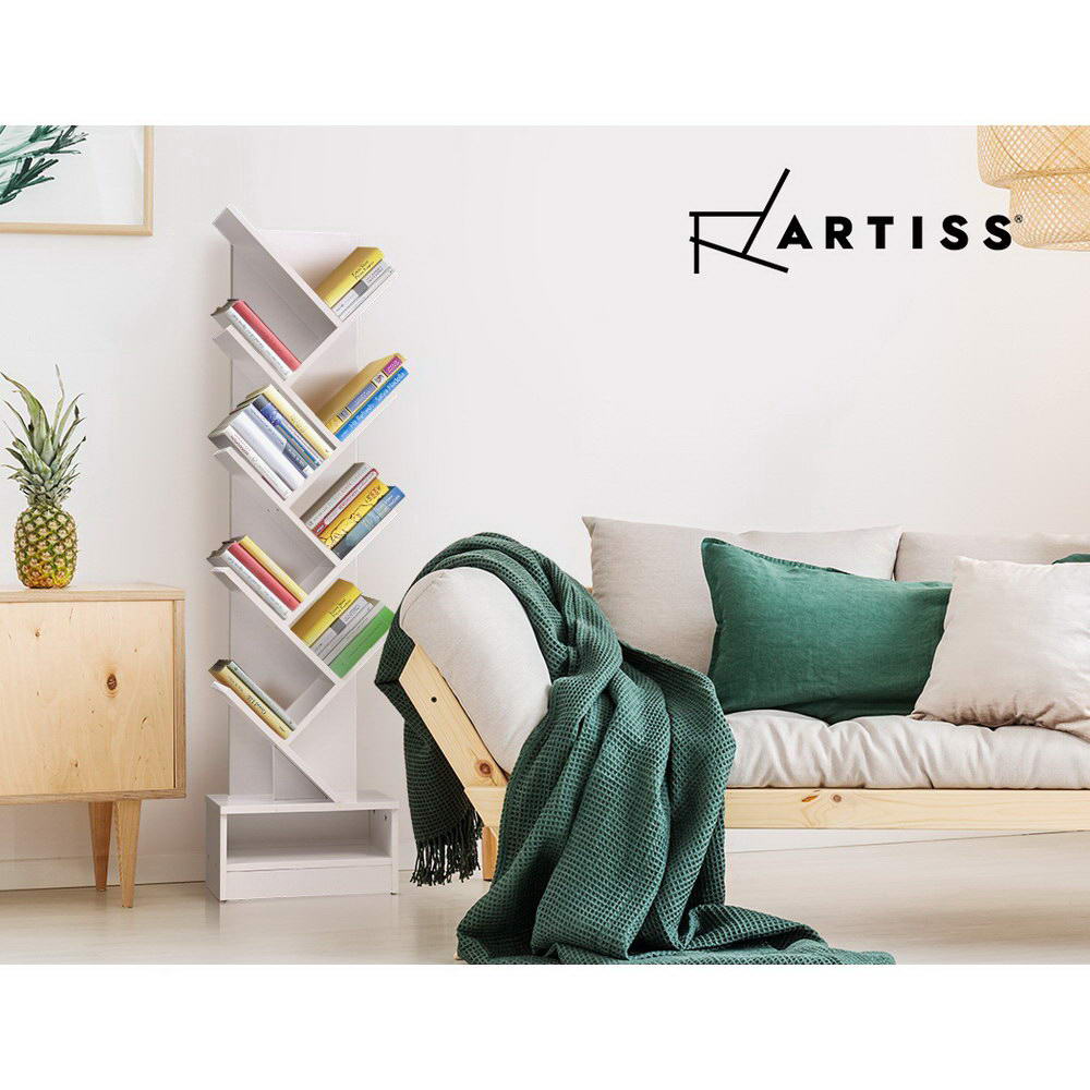 Bookcases & Shelves: Artiss Tree Bookshelf 9 Tiers - ECHO White