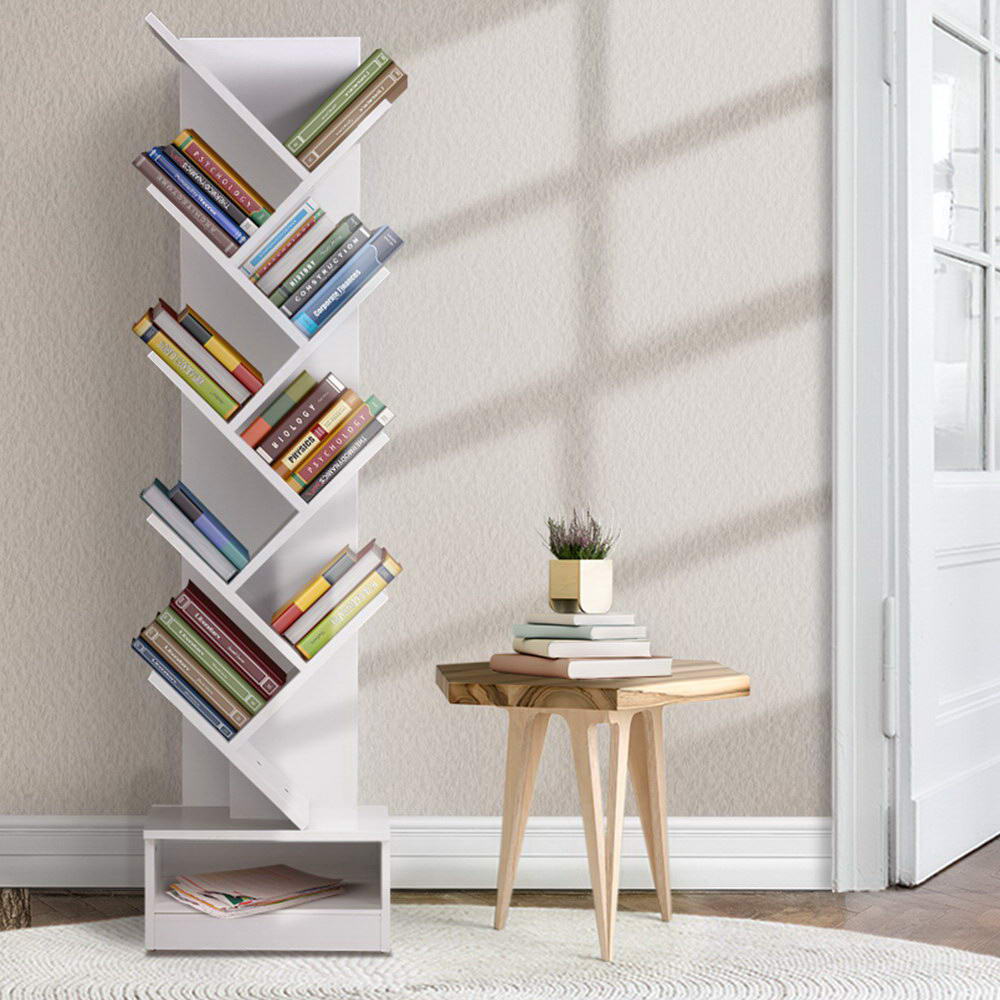 Bookcases & Shelves: Artiss Tree Bookshelf 9 Tiers - ECHO White