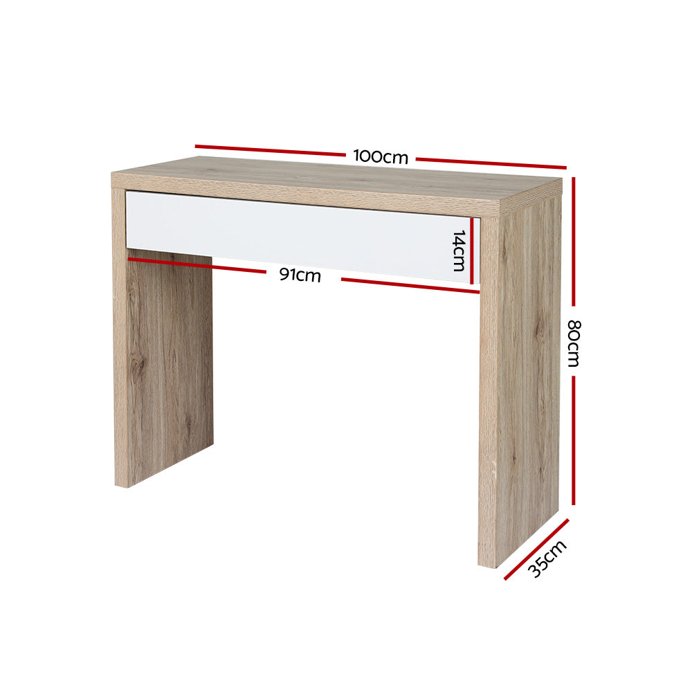Audio Accessories: Artiss Console Table Storage Drawer Jory White Pine