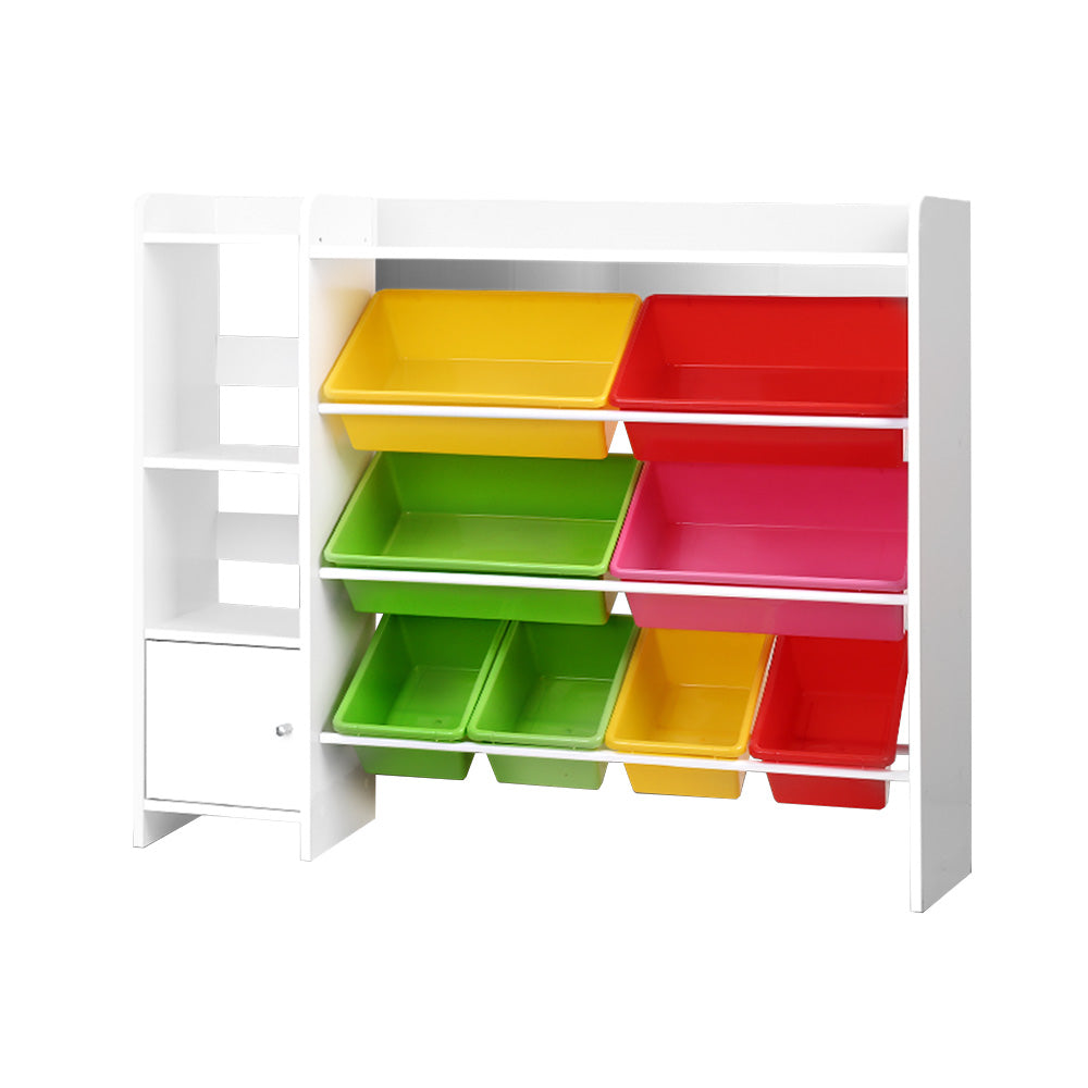 Kid's Bookcases & Shelves: Keezi Kids Toy Box 8 Bins Bookshelf Storage Rack Organiser Toy Display