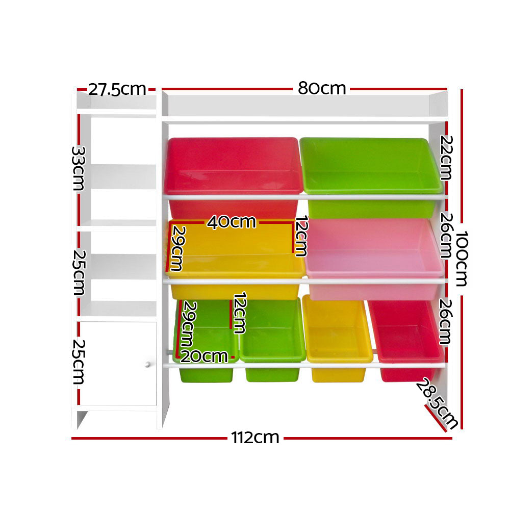 Kid's Bookcases & Shelves: Keezi Kids Toy Box 8 Bins Bookshelf Storage Rack Organiser Toy Display