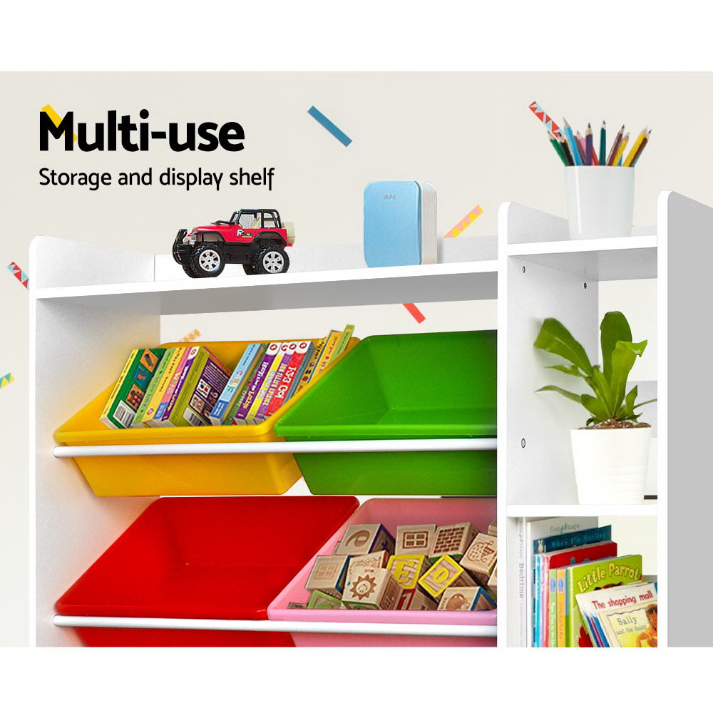 Kid's Bookcases & Shelves: Keezi Kids Toy Box 8 Bins Bookshelf Storage Rack Organiser Toy Display