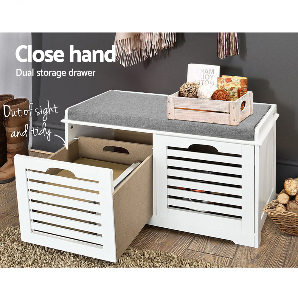 Shoe Storage: Artiss Shoe Rack Cabinet Bench White Caye