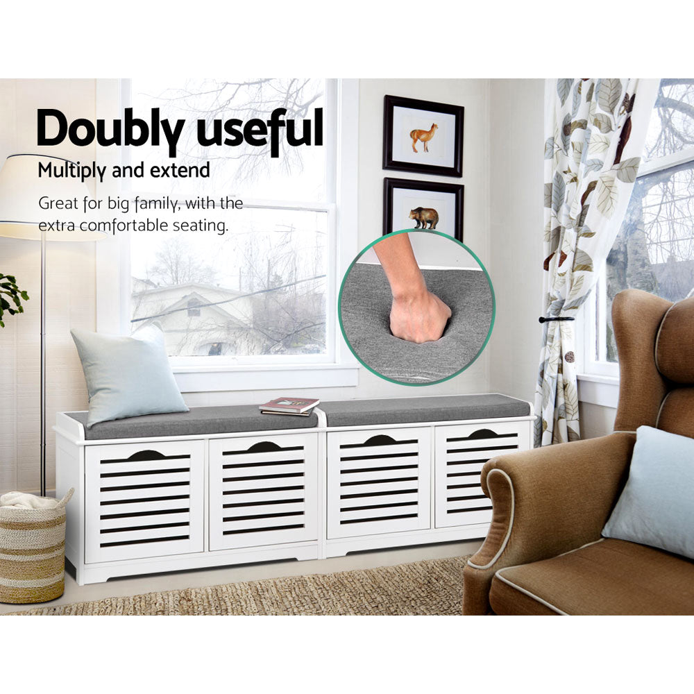 Shoe Storage: Artiss Shoe Rack Cabinet Bench White Caye