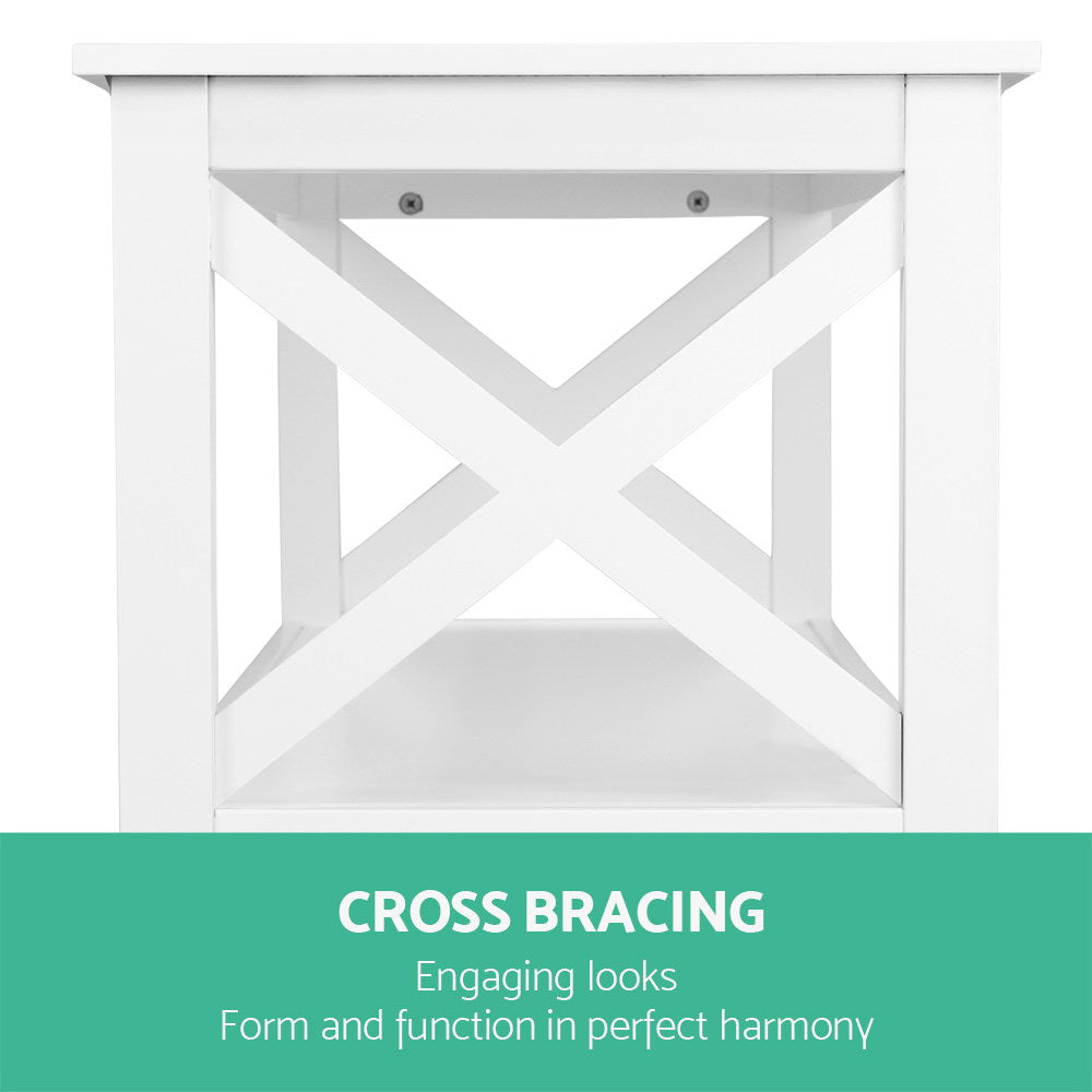 Side Tables: Artiss Console Table 3-tier White Polly