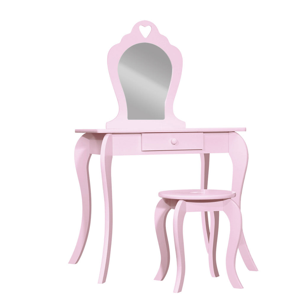 Kid's Dressers, Cupboards & Wardrobes: Keezi Kids Dressing Table Stool Set Vanity Mirror Princess Children Makeup Pink